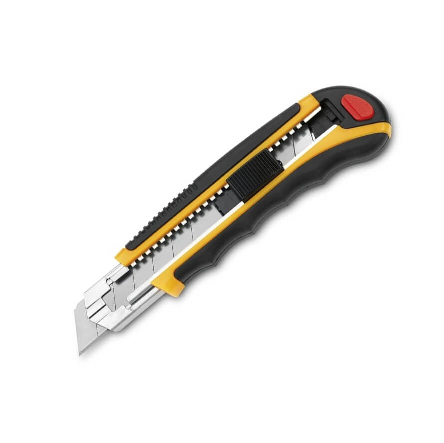 Cutter de 25 mm con mango de metal-nylon y ABS con cierre de segu...