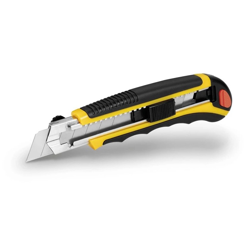 Cutter de 25 mm con mango de metal-nylon y ABS con cierre de seguridad 3 Claveles