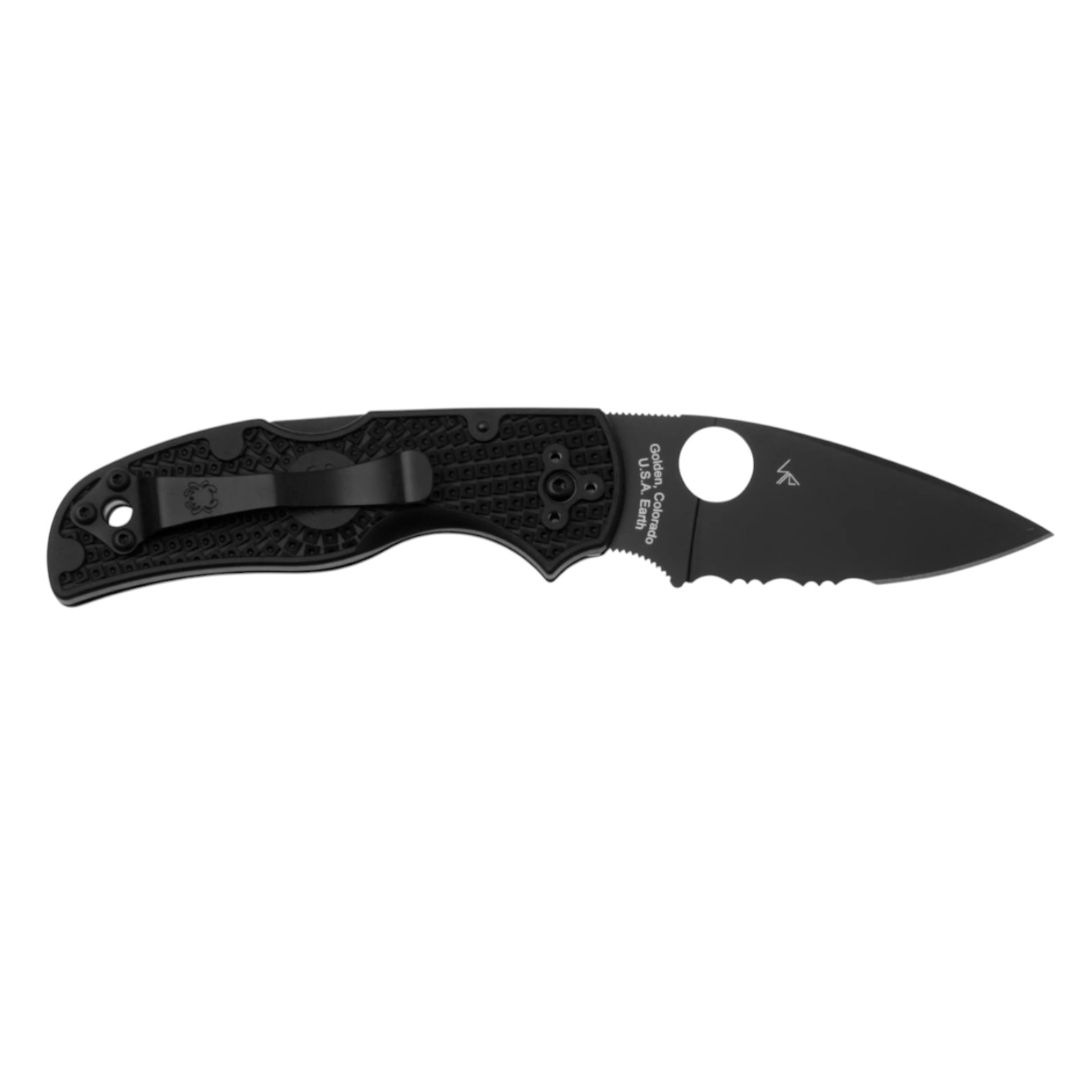 Navaja Spyderco Native Lightweight C41PSBBK con hoja negra de acero CPM-S30V con filo mitad dentado y mango de FRN negro