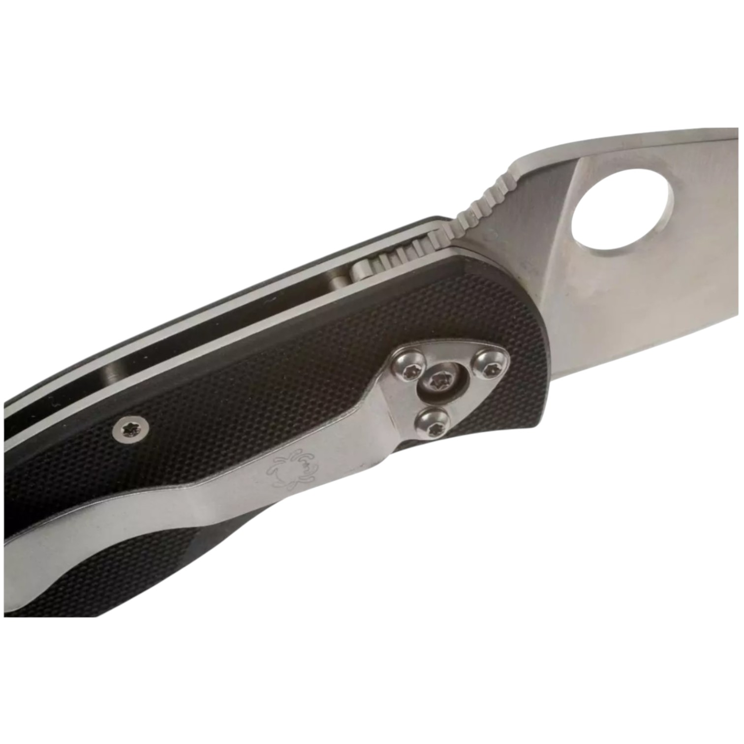 Canivete Spyderco Ambitious C148GP, com lâmina lisa, cabo e clipe em G10 preto.