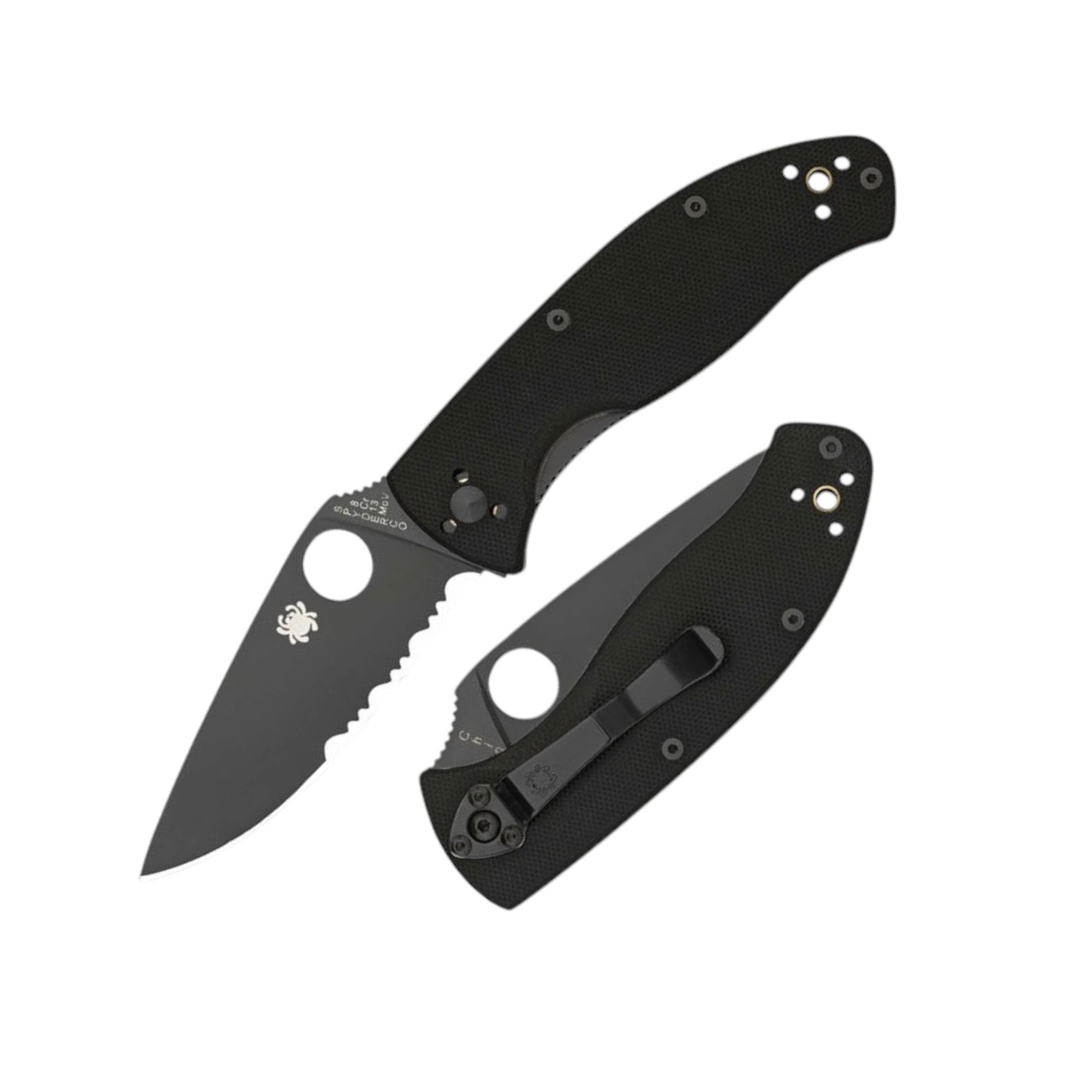 Spyderco Tenacious Black Blade con hoja 8Cr13MoV negra de filo mi...