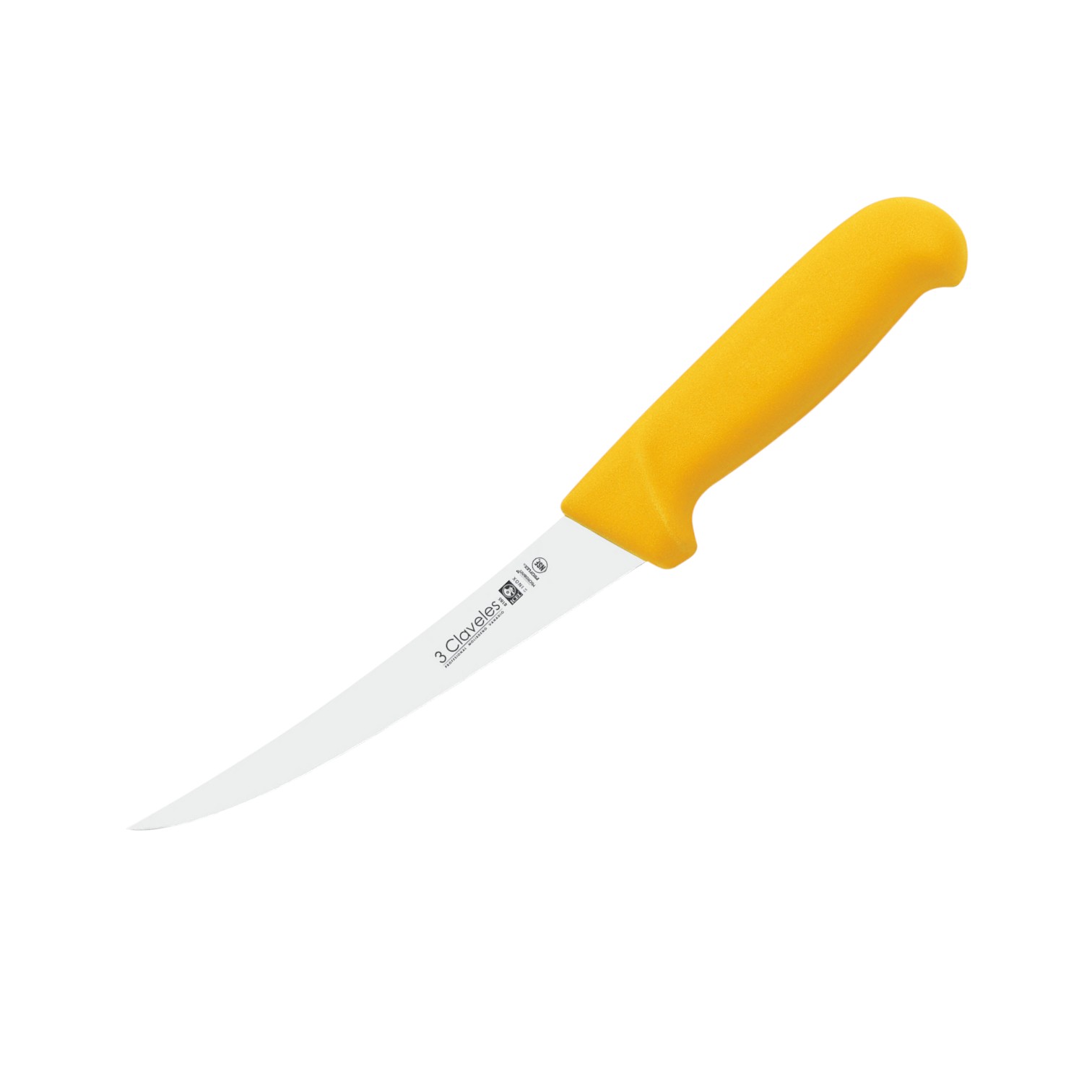 Curved boning knife with 15 cm blade and yellow polypropylene han...