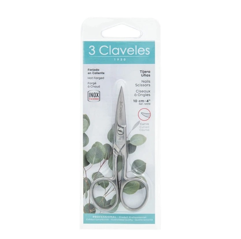 Tijera de uñas curva inox forjada de 10 cm 3 Claveles