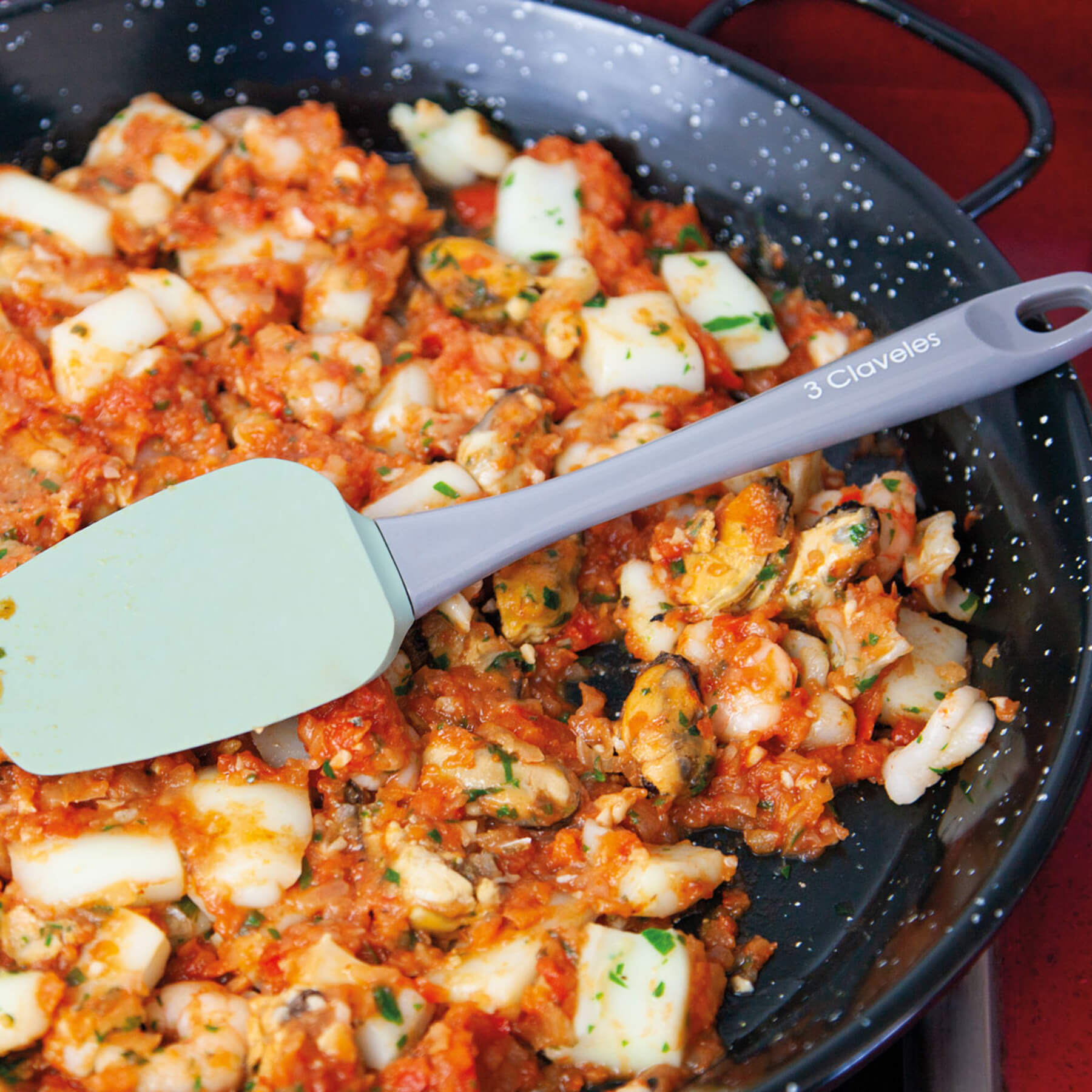 Cuchara de cocina de silicona con mango de poliestireno BPA Free 3Claveles