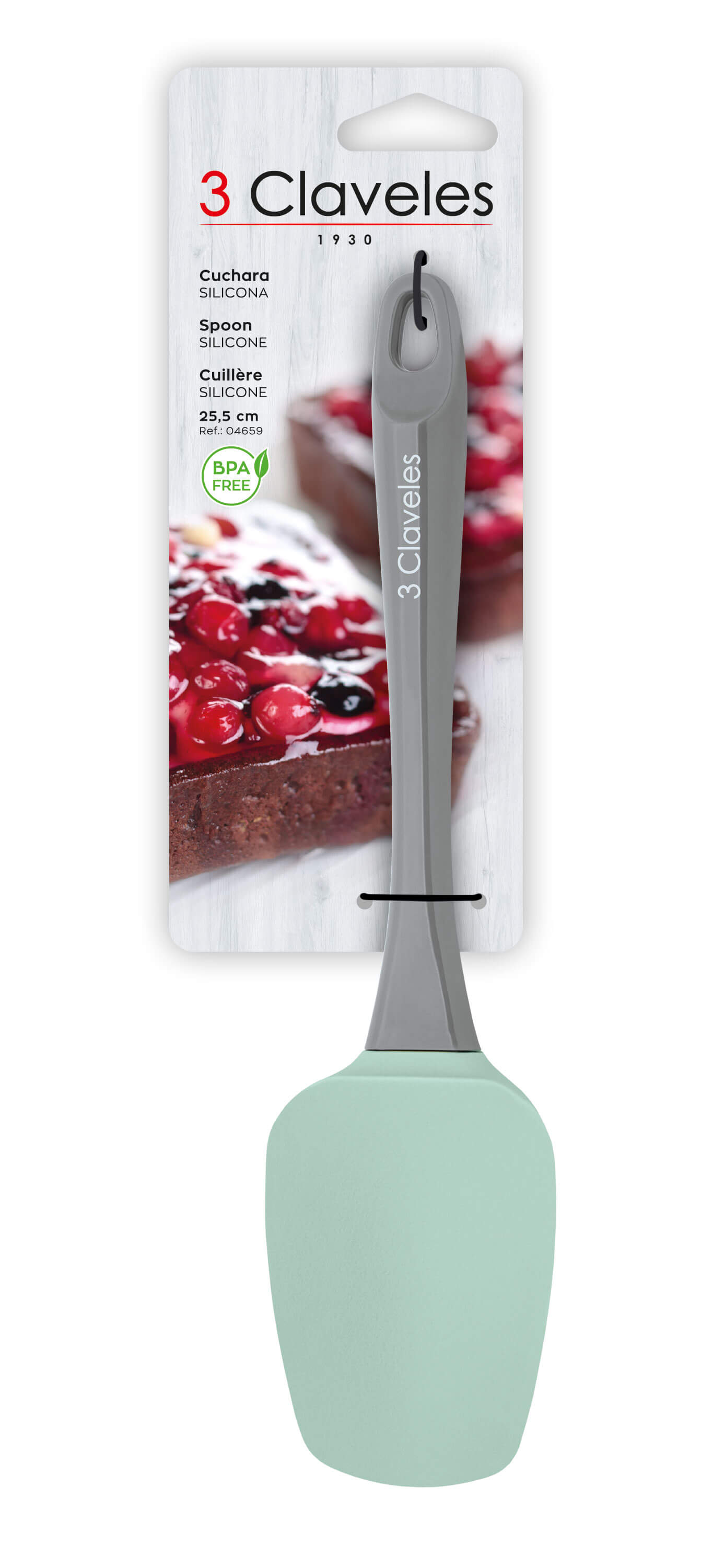 Cuchara de cocina de silicona con mango de poliestireno BPA Free 3Claveles