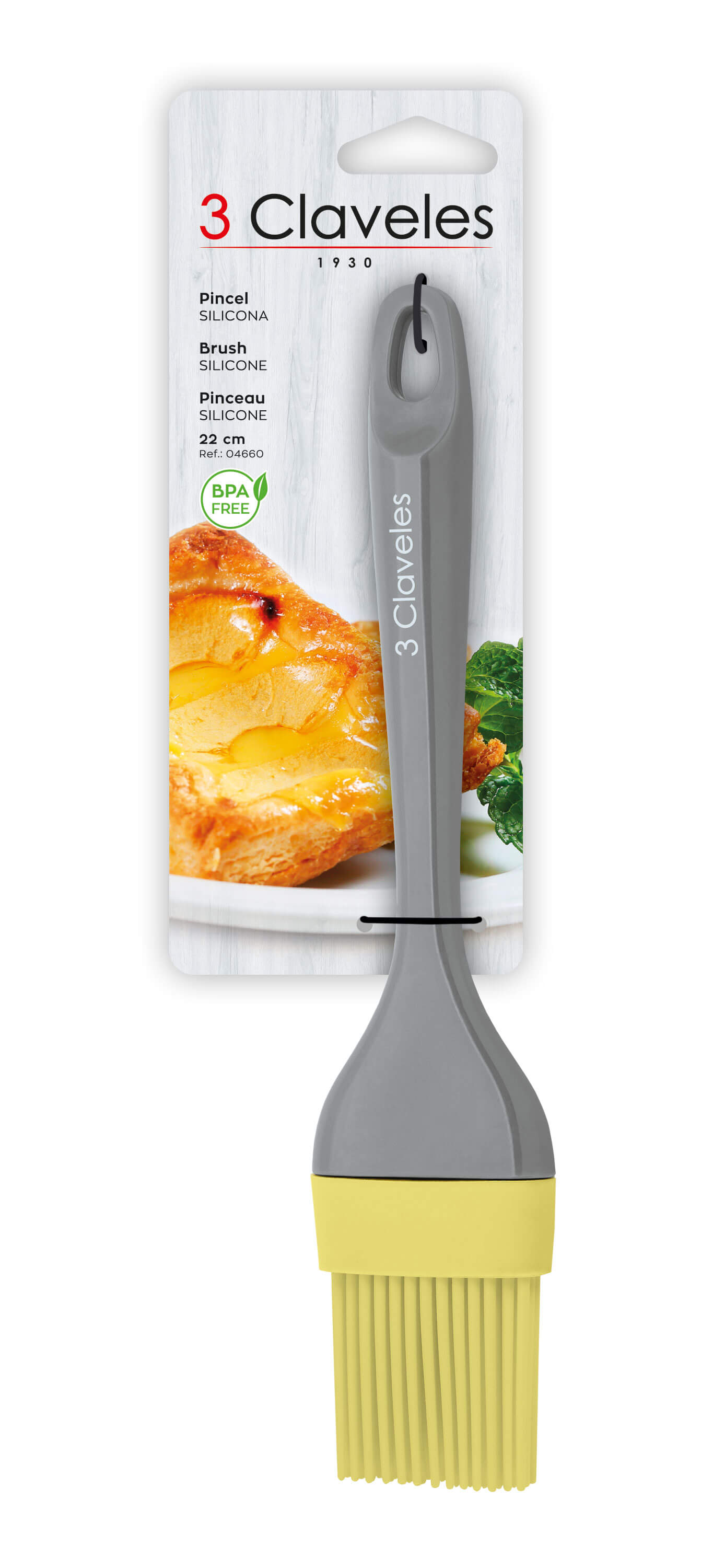 PIncel de cocina de silicona con mango de poliestireno 3 Claveles BPA Free