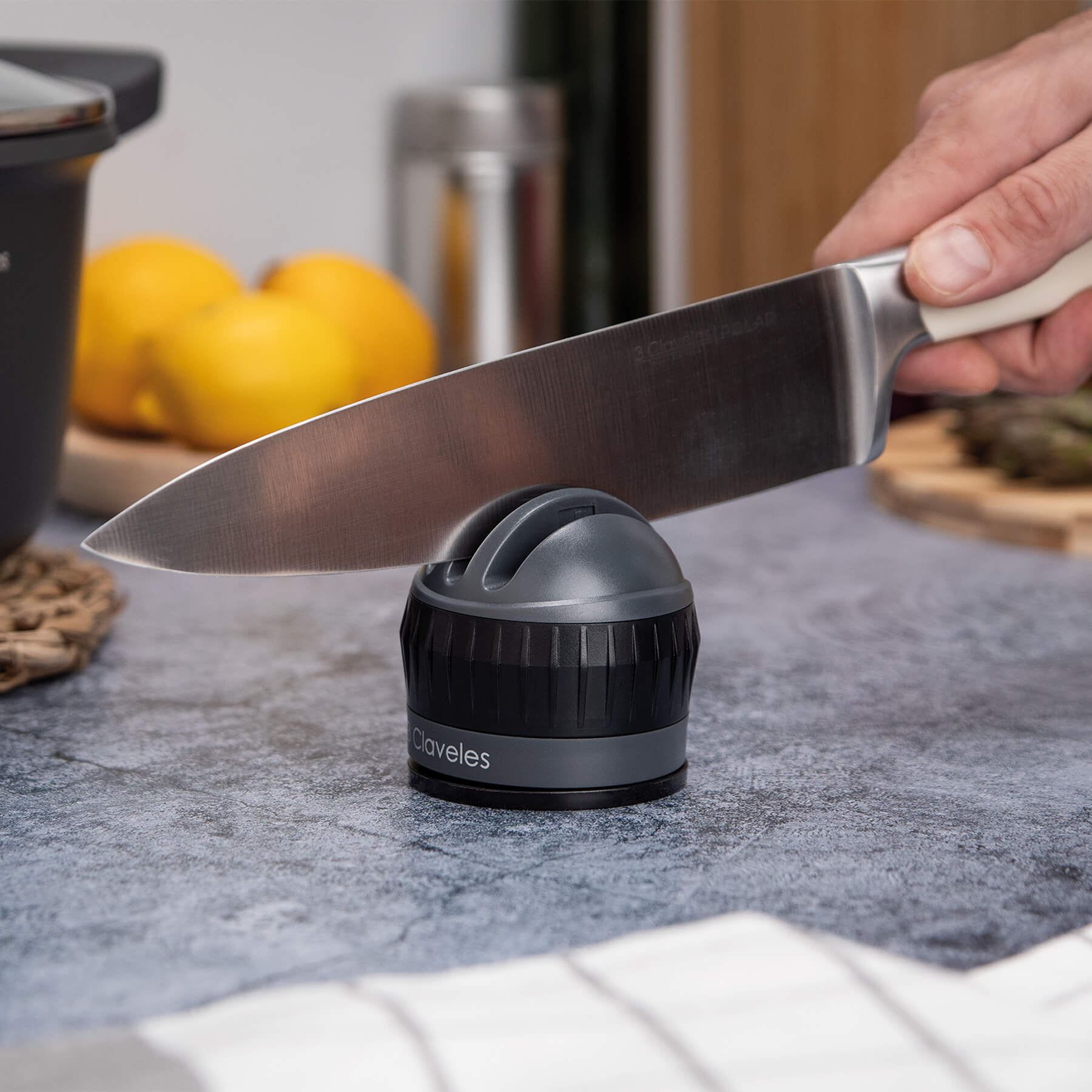 Afilador de cuchillos diamante, carburo de tungsteno y cerámica con fijación de ventosa 3Claveles