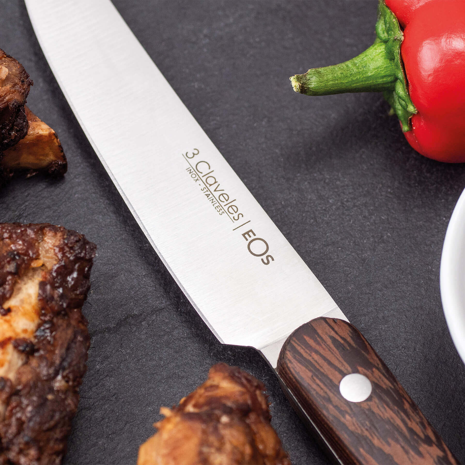 4er-Set EOS 3 Claveles Steakmesser mit Wenge-Holzgriffen