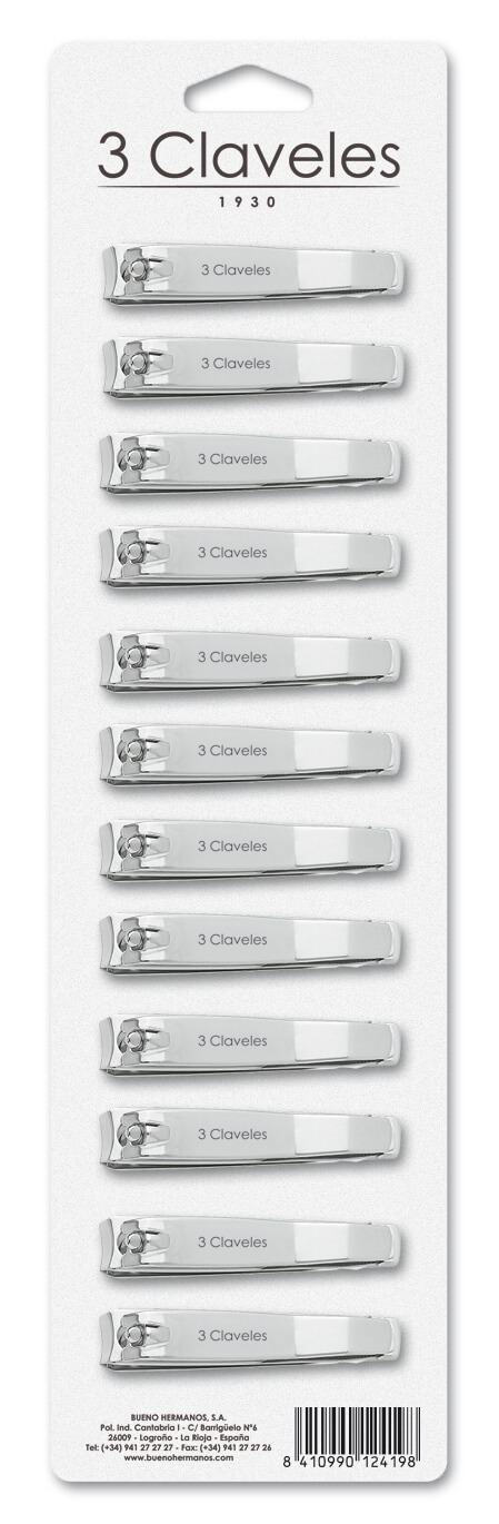 Nail clippers with file 8 cm 3 Claveles in blister pack