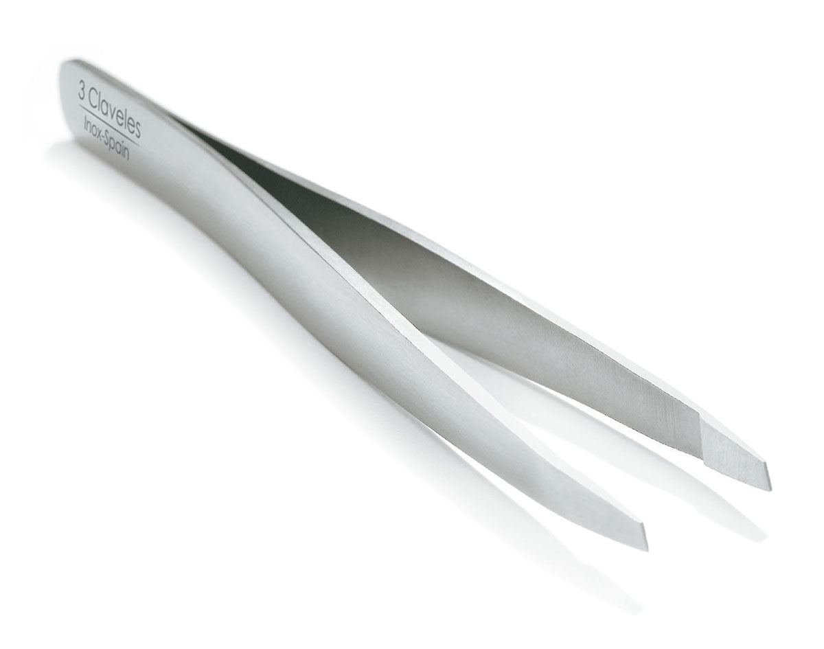 Stainless Steel Tweezers with Slanted Tip, 10 cm 3 Claveles
