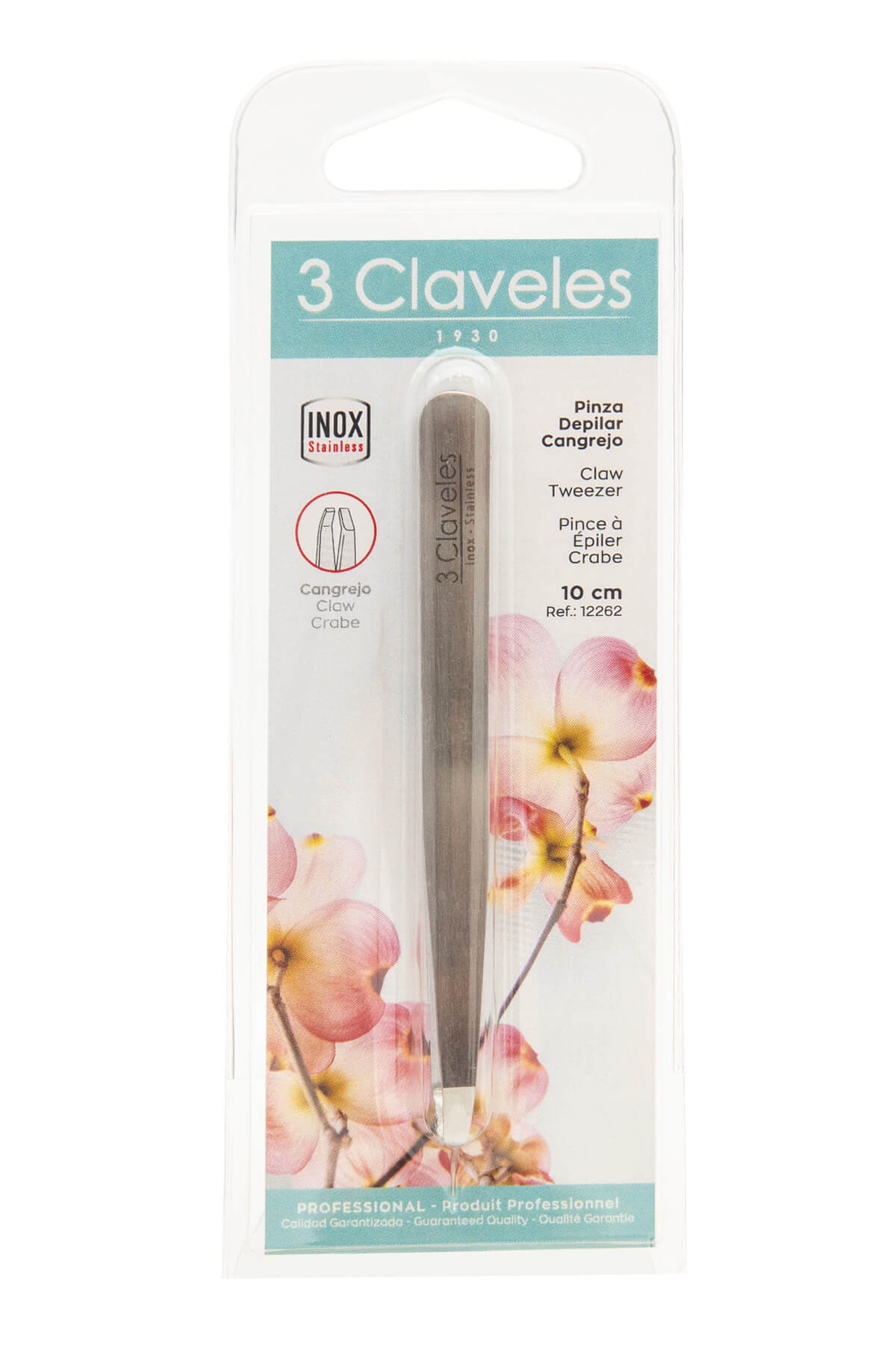 Stainless Steel Tweezers with Crab Tip, 10 cm 3 Claveles
