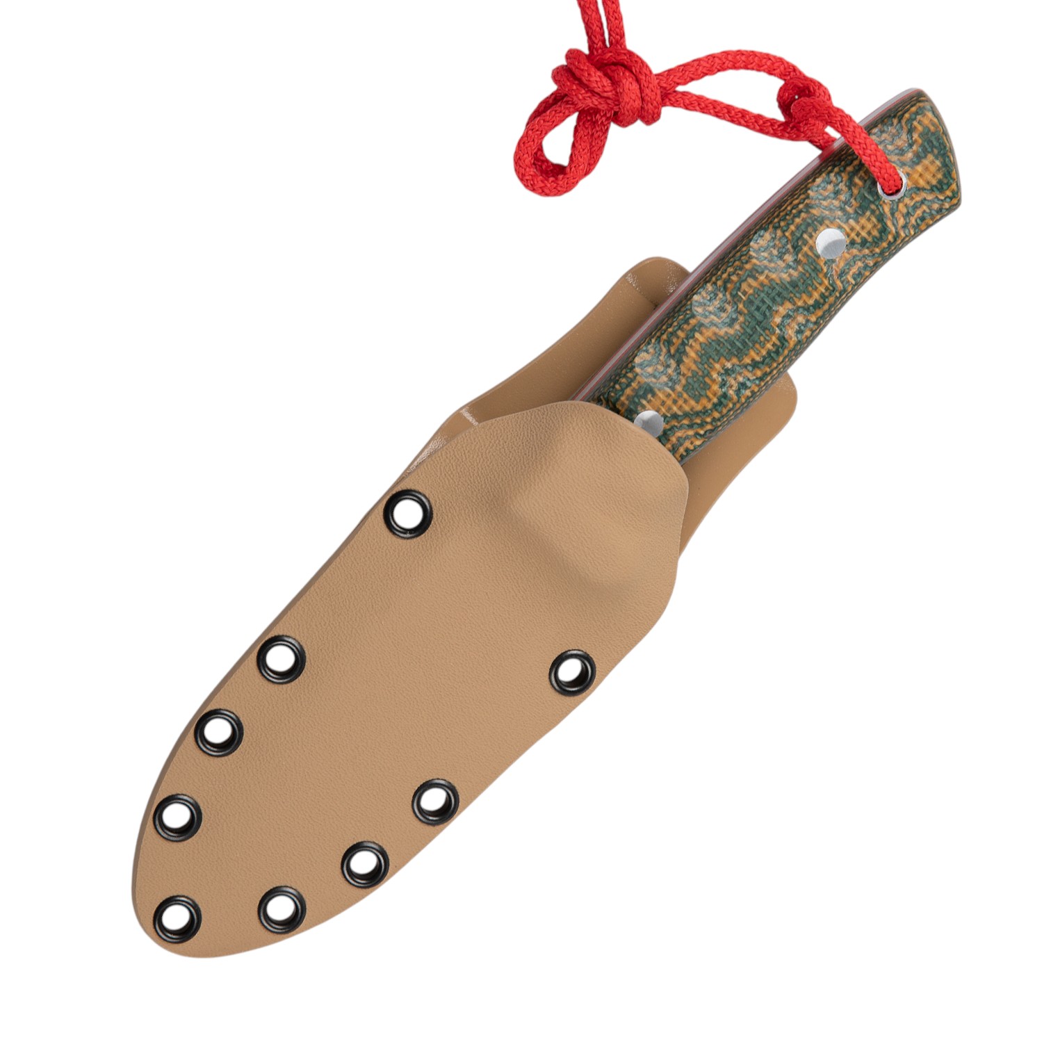 Faca tática Muela Kodiak com cabo em micarta verde bainha em kydex