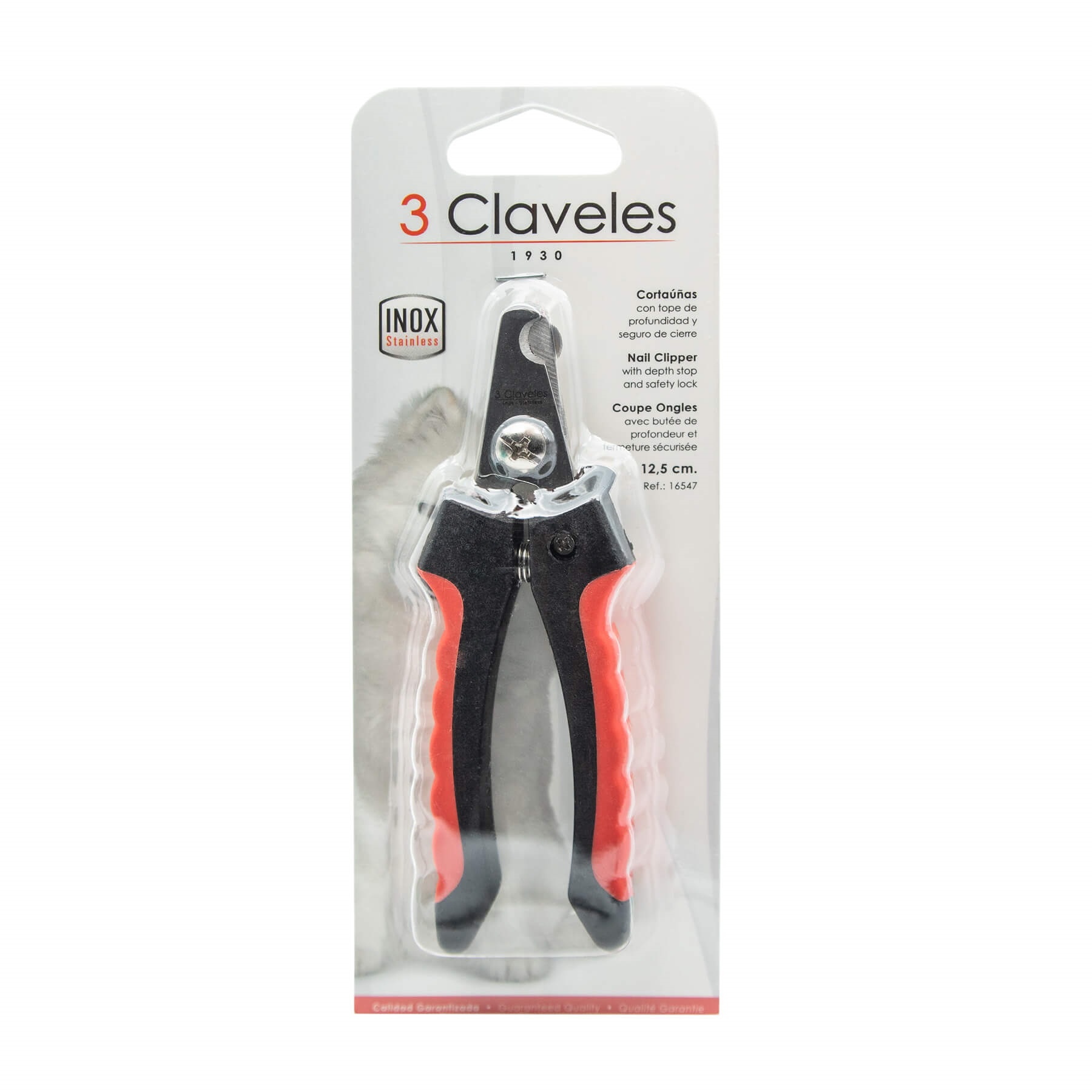 Pet nail clippers 12.5 cm black and red handle 3 Claveles
