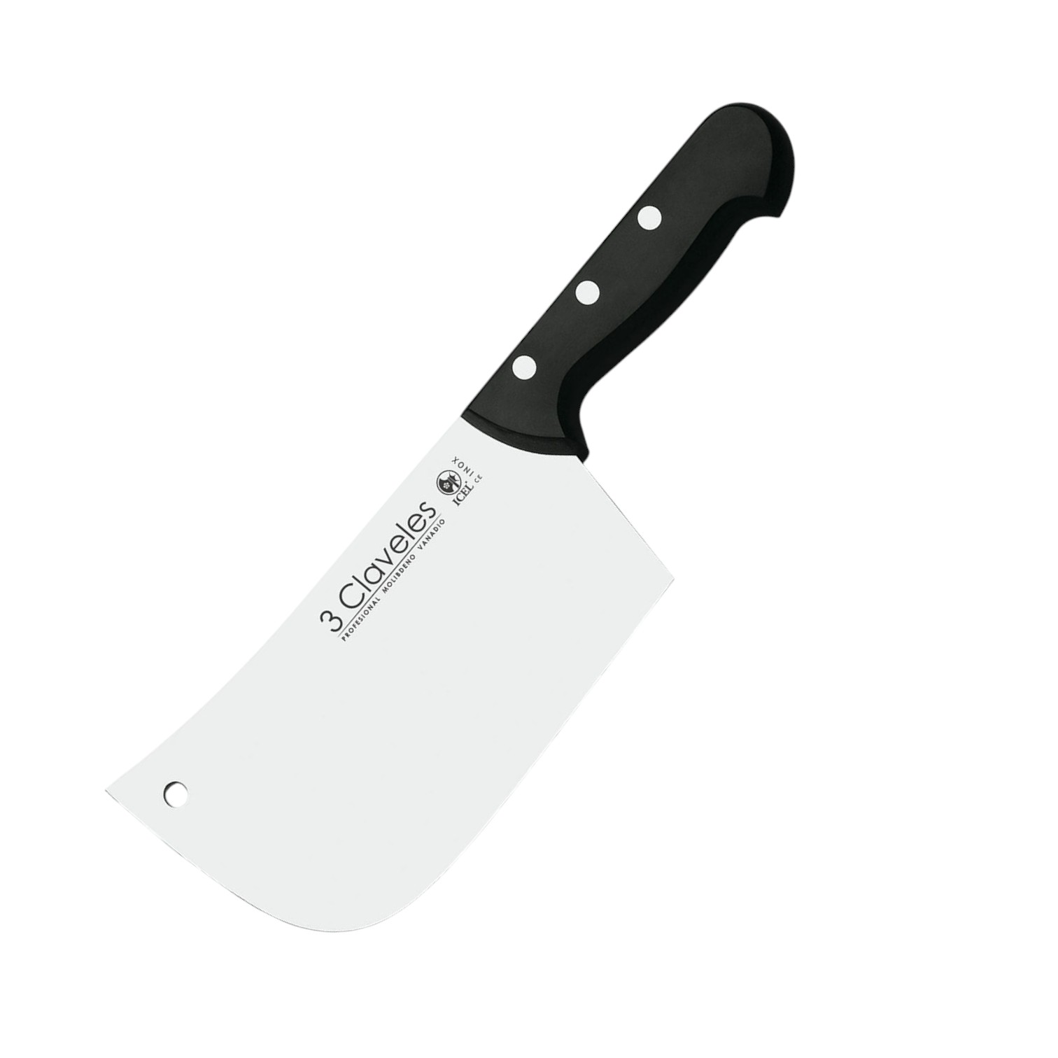 Filleting axe, 18 cm and 3 mm thick, black polyoxymethylene handle, 3 Claveles