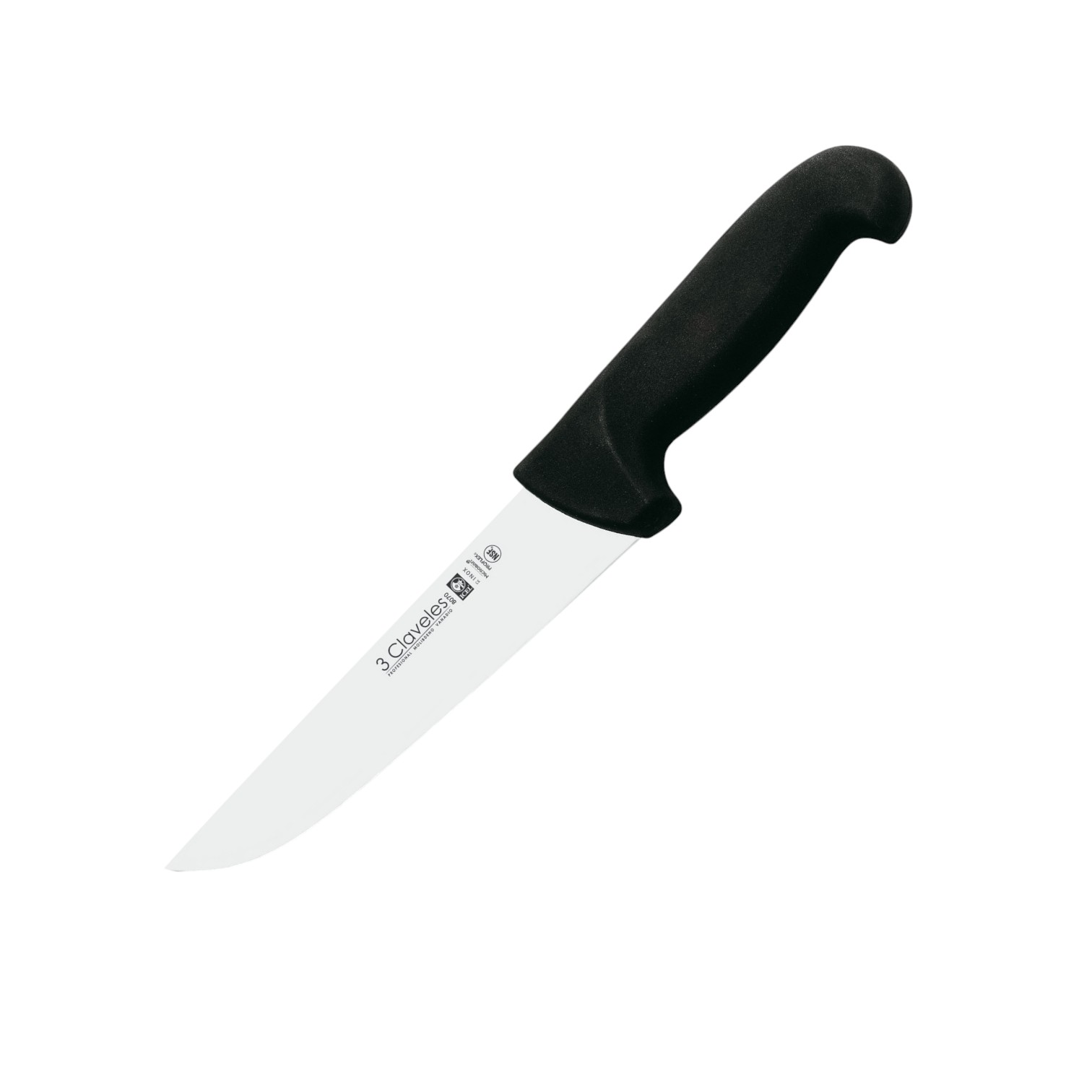 Cuchillo carnicero con hoja de 18 cm con mango de proflex negro 3 Claveles 8070