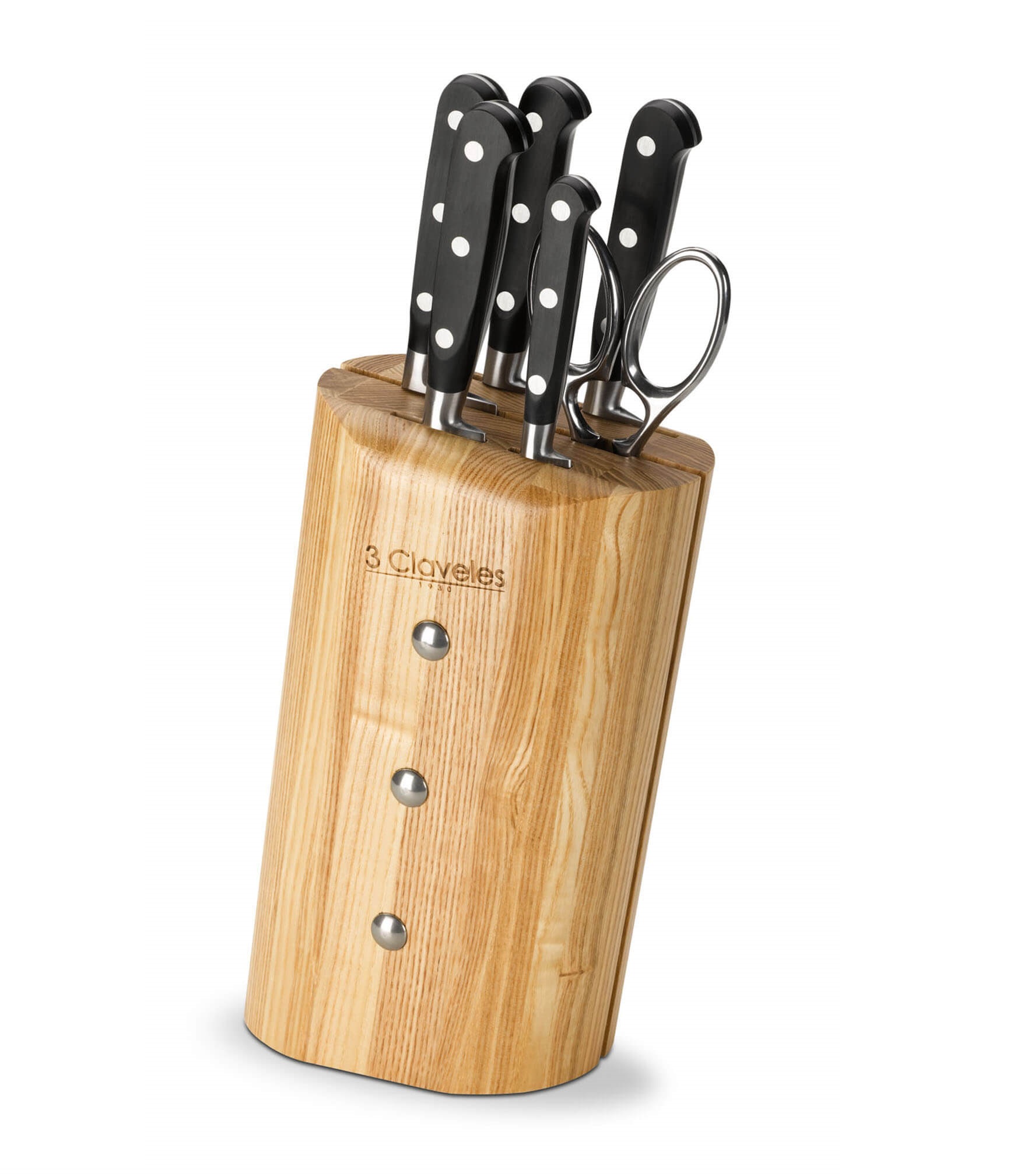 Juego de cocina 5 cuchillos y tijeras en taco 3 Claveles Forgé