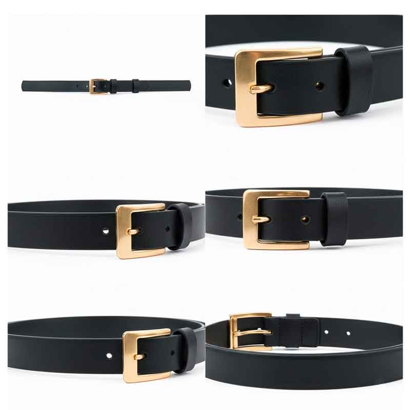 Cintura in pelle fibbia dorata 25-71405