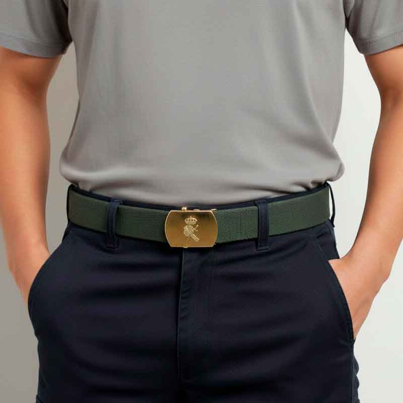 Cintura militare con fibbia dorata 25-71715