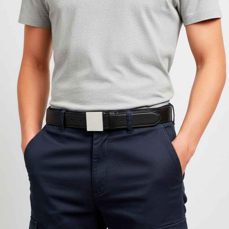 Cintura in pelle con fibbia argento 25-71406