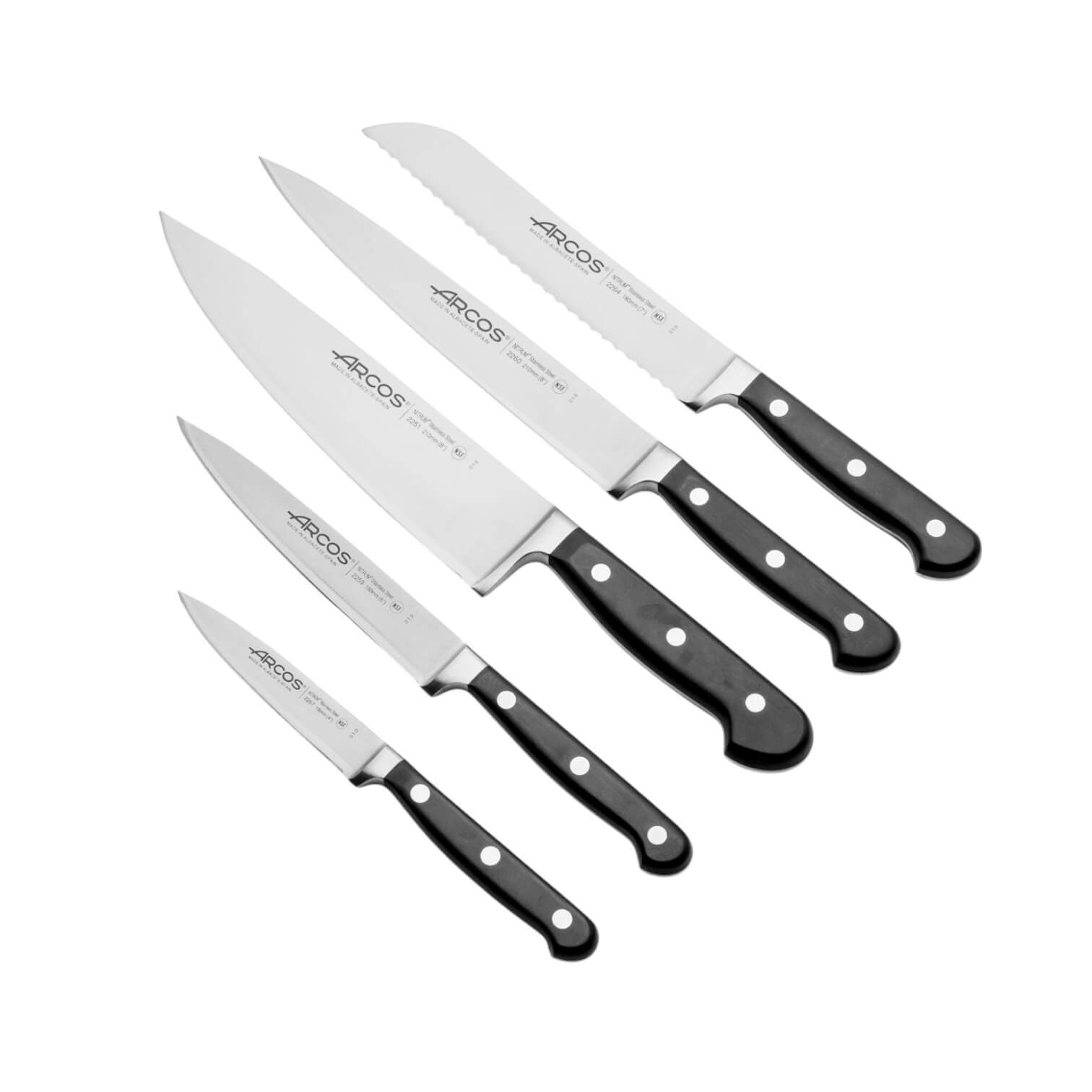 Bloco de facas de cozinha Arcos Opera Series com 5 peças
