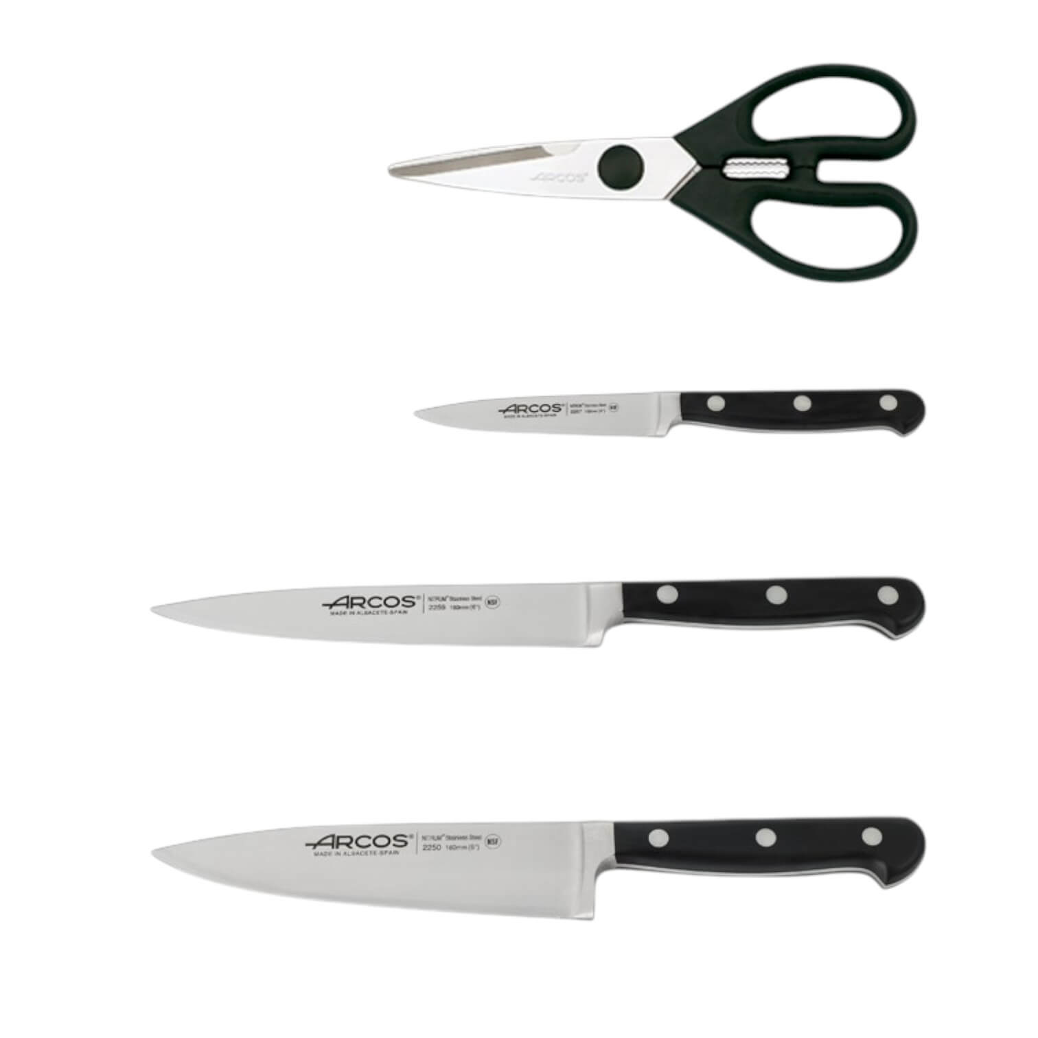 Taco de cocina 3 cuchillos y tijeras serie Opera Arcos