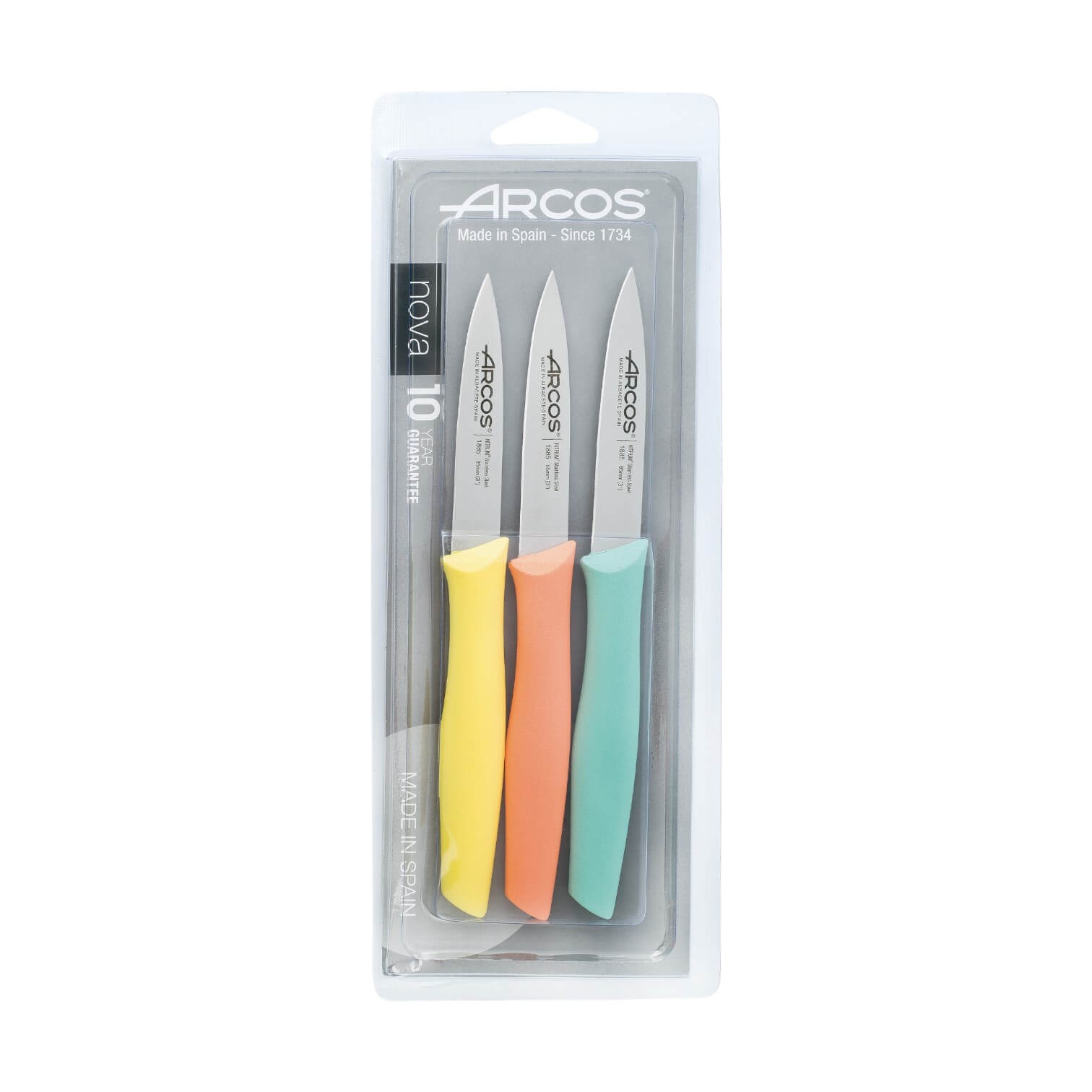 Arcos Nova Set di 3 coltelli da cucina colorati da 85 mm