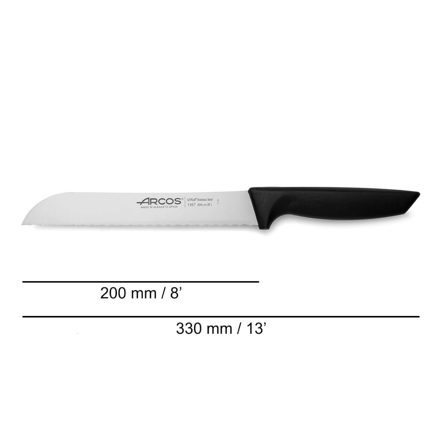 Arcos Niza series bread knife with black polypropylene handle 200 mm
