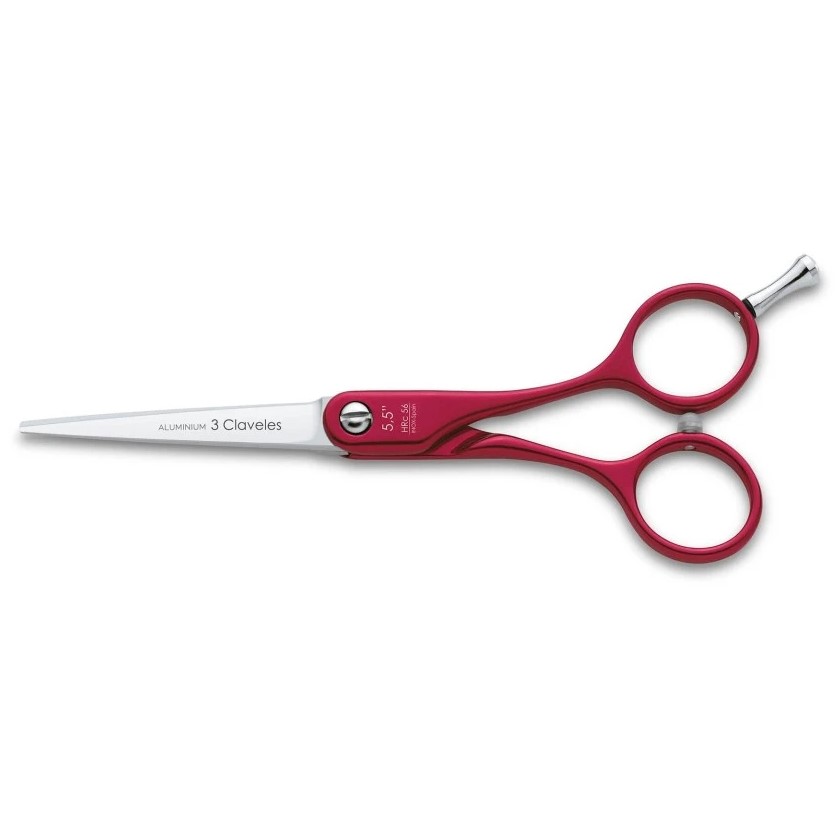 Tijera peluquería Duraluminium rojo 5.5" con filo suave 3 Clavel...