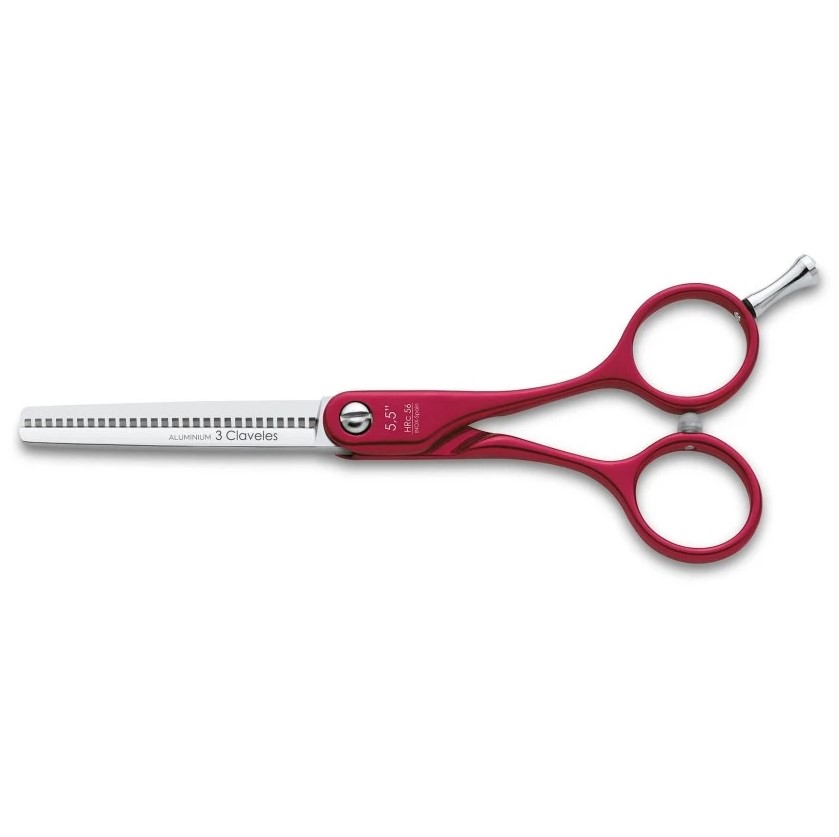 Tijera peluquería Duraluminium rojo ES28 5.5" para esculpir  3 C...