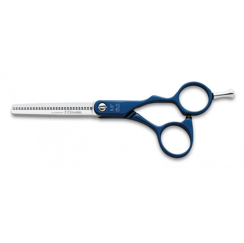 Tijera peluquería Duraluminium azul ES28 5.5" para esculpir  3 C...