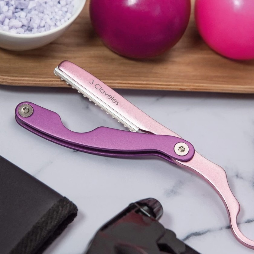 Navaja peluquero rosa Ergo 17.5 cm 3 Claveles