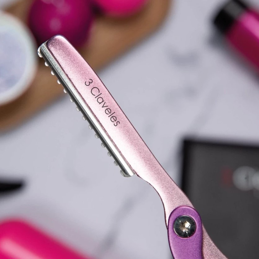Navaja peluquero rosa Ergo 17.5 cm 3 Claveles