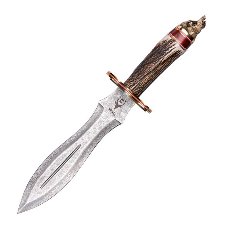 Cuchillo de lujo Muela Lupus con hoja de acero damasco y mango de...