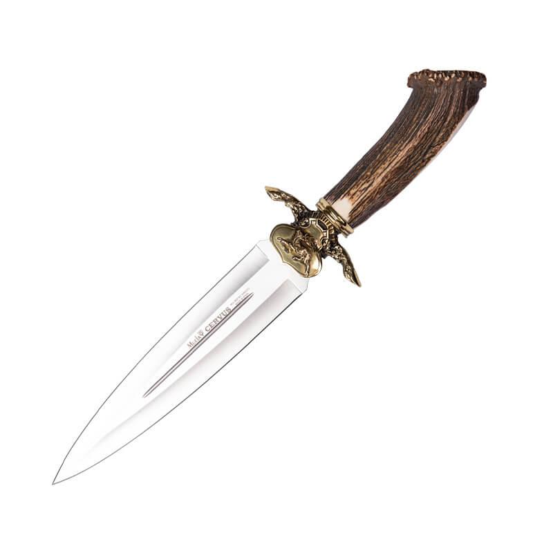 Cuchillo de lujo Muela Cervus 26L con guarda de latón decorada