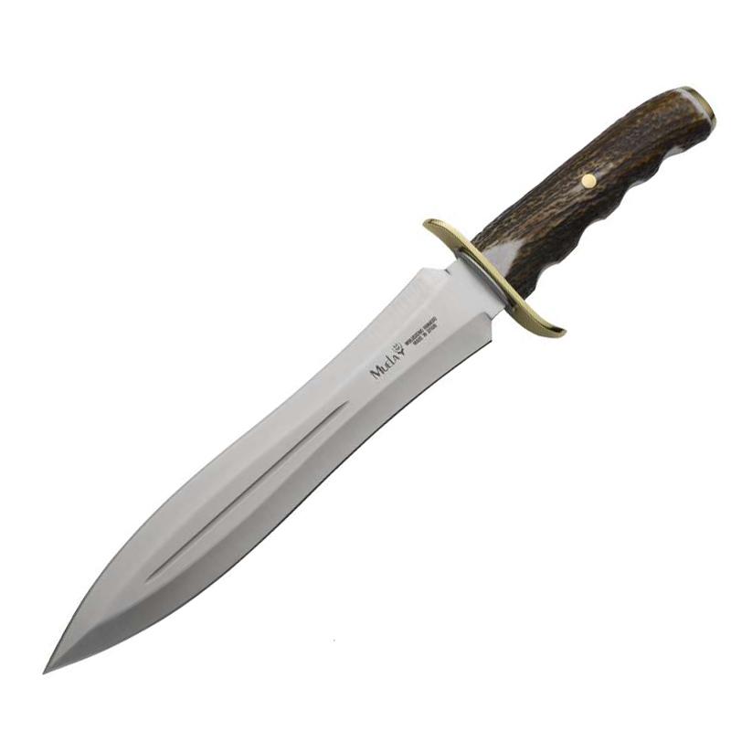 Cuchillo Muela Bowie 24 con puño de asta de ciervo y defensa lat...