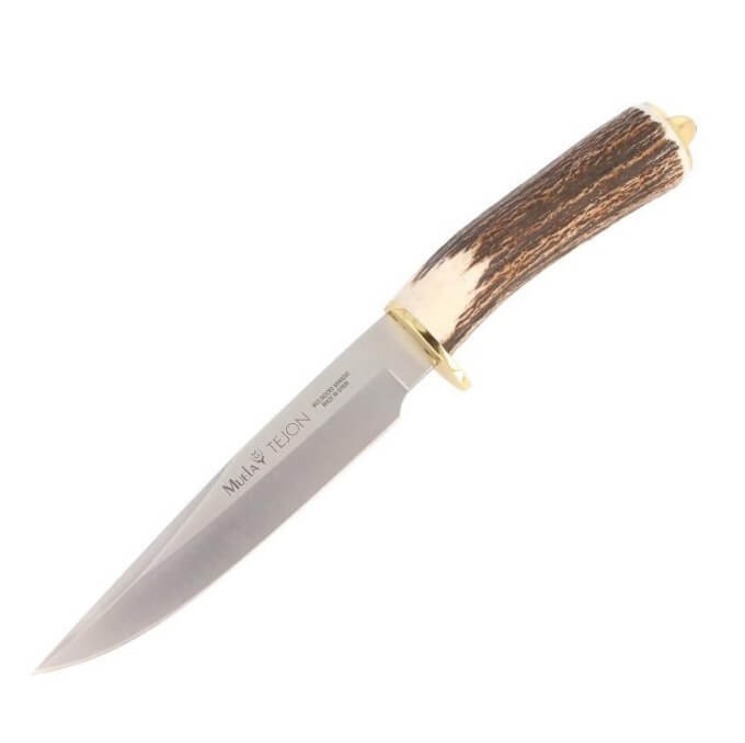 Cuchillo de caza Muela Tejón con mango de asta de ciervo y hoja ...