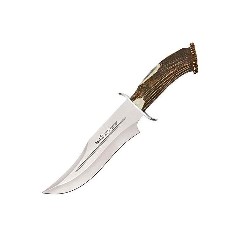 Muela Lobo23S un cuchillo de caza con mango de asta de ciervo con...