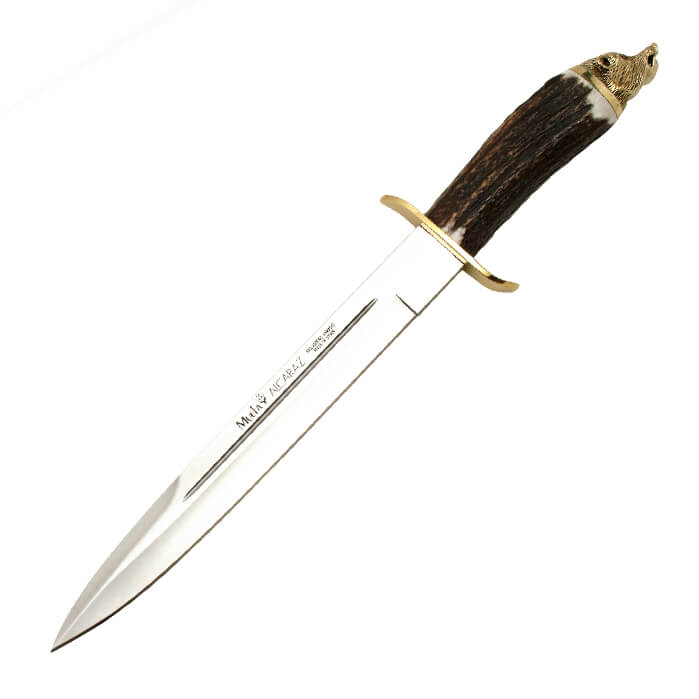 Cuchillo de caza Muela Alcaraz con puño asta de ciervo y pomo de...
