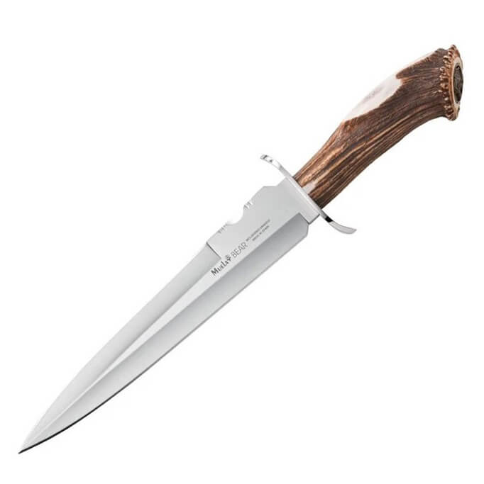 Cuchillo de caza Muela Bear-24R con mango de asta de ciervo con r...