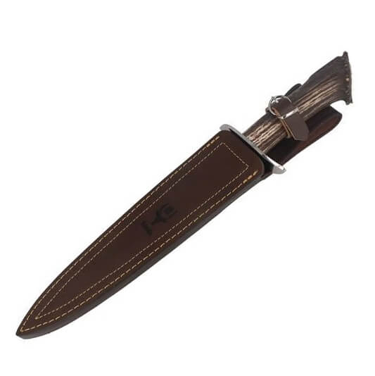 Cuchillo de caza Muela Bear-24R con mango de asta de ciervo con roseta y hoja de doble filo de 24,5 cm