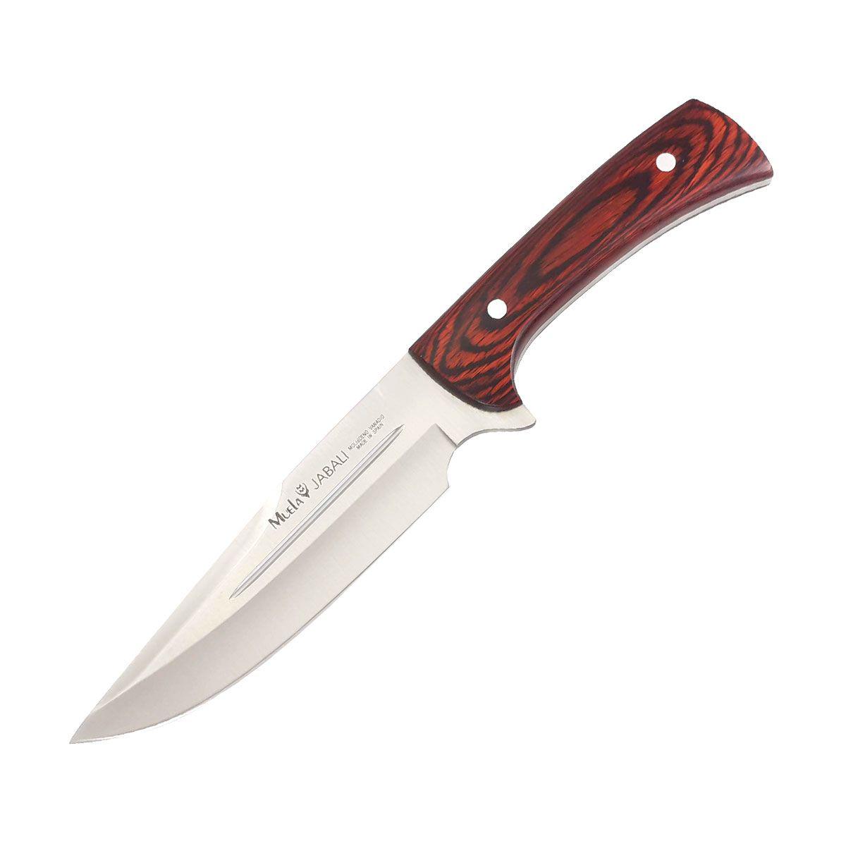 Cuchillo de caza Muela Jabalí con puño de madera prensada coral...