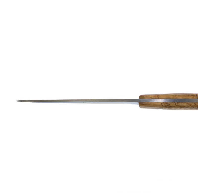 Cuchillo de caza Muela Jabali con mango de madera de olivo y hoja de acero Molibdeno Vanadio de 17 cm