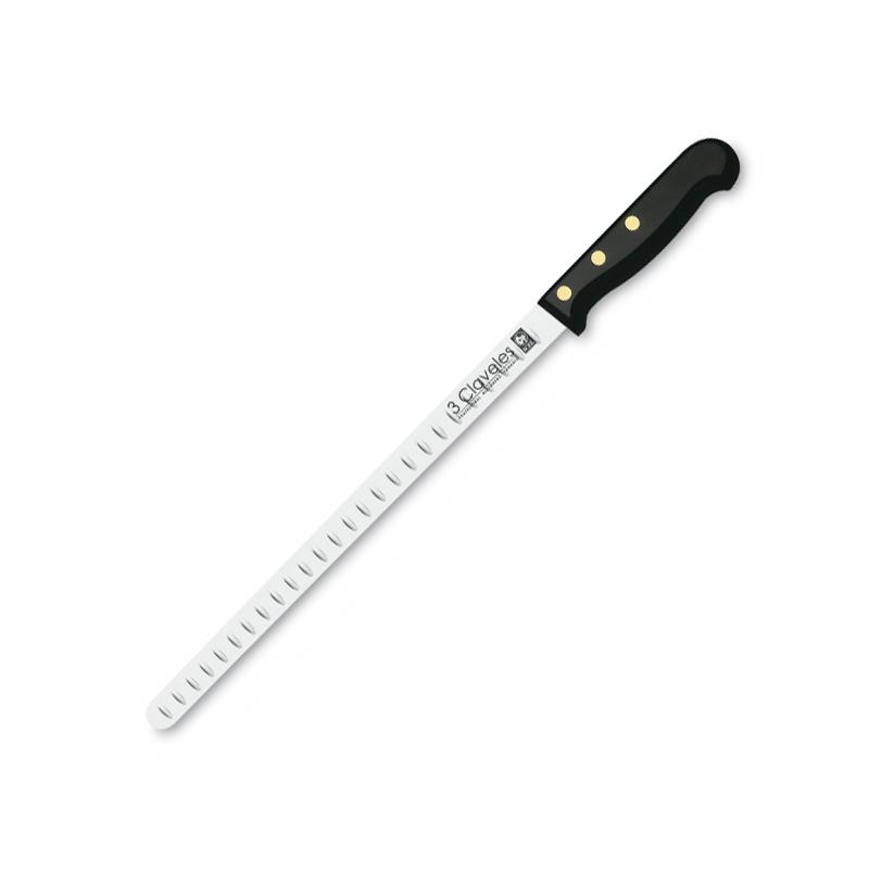Cuchillo jamonero alveolado con mango de polioximetileno y hoja d...