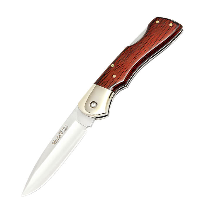 Navaja de caza Muela BX con mango de madera roja y virola de alpa...