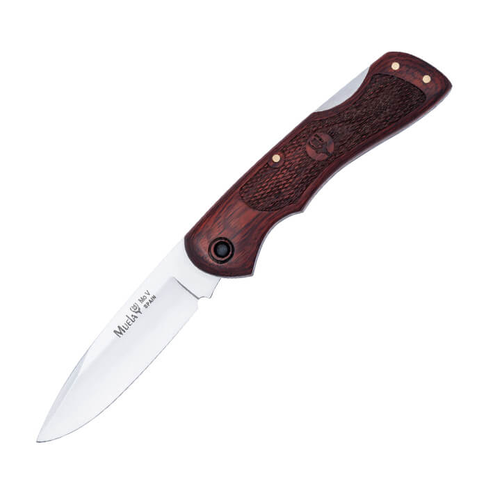 Navaja de caza Muela BX con mango de madera coral y bloqueo trase...