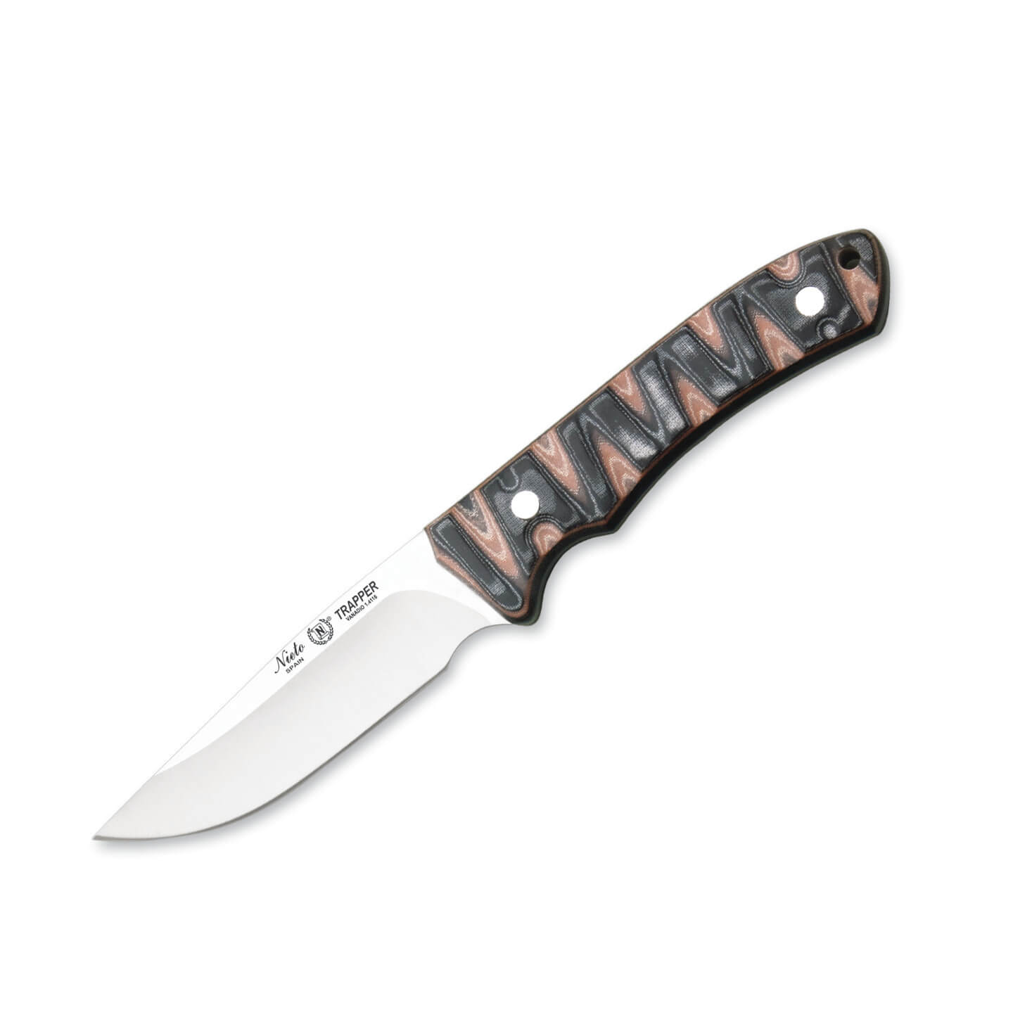 Cuchillo bushcraft Nieto Trapper con mango de katex y hoja clip p...