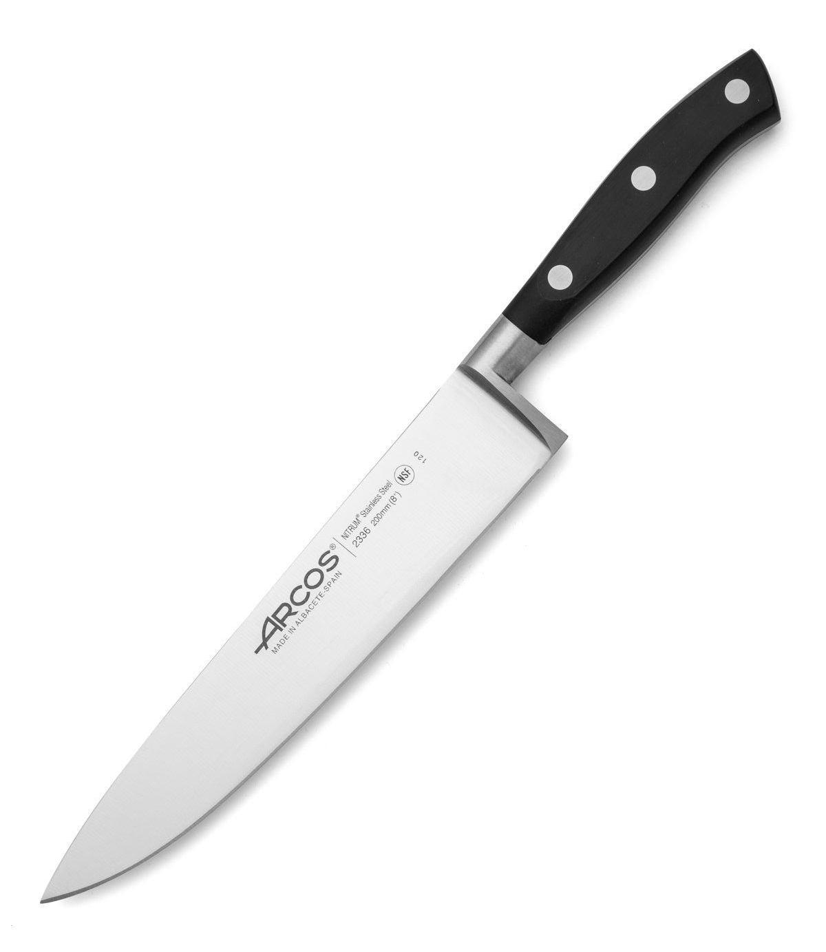 Cuchillo cocinero Arcos Riviera Negra con hoja de acero NITRUM de...