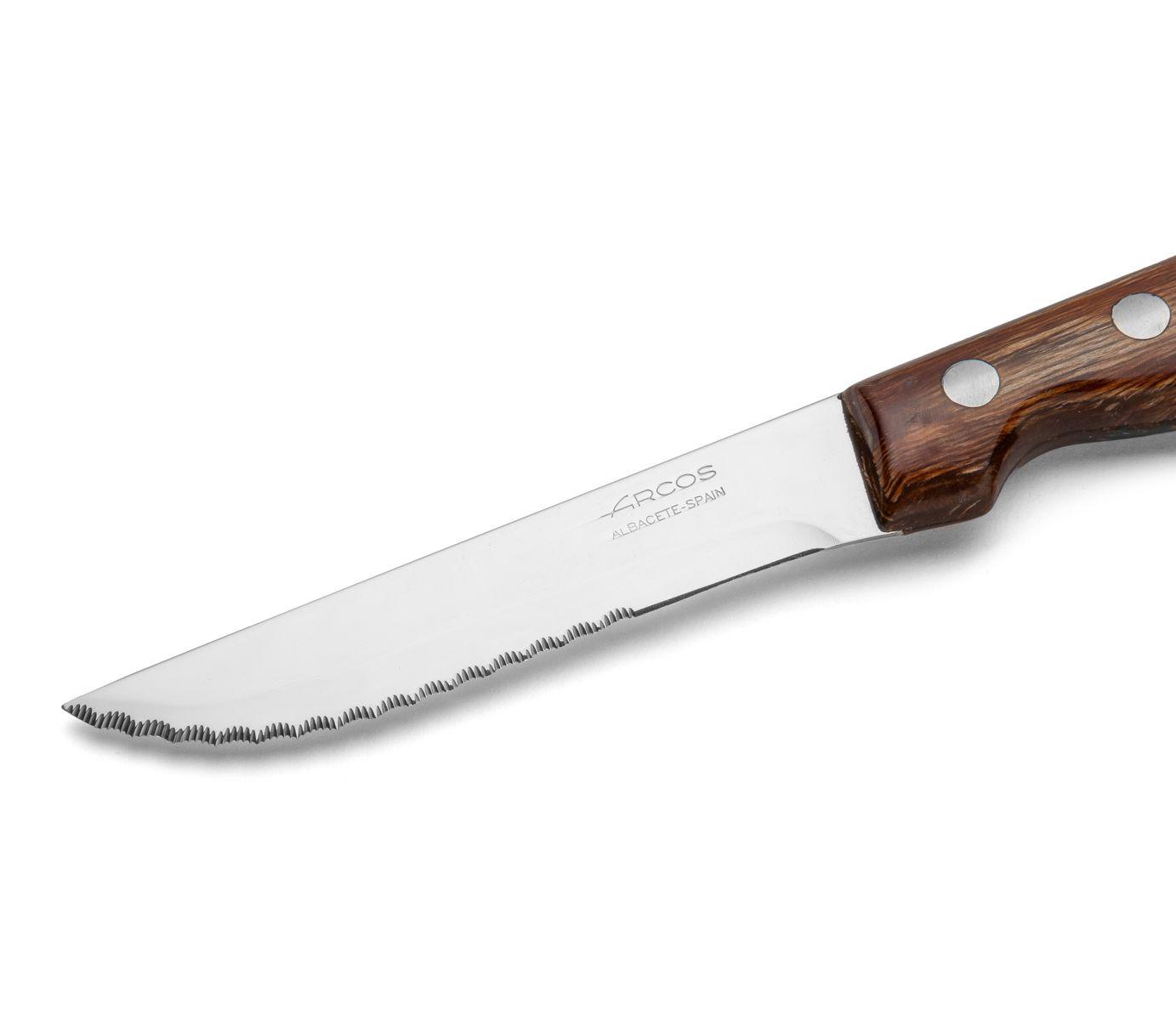Cuchillos chuleteros de madera de haya comprimida set 12 unidades Arcos