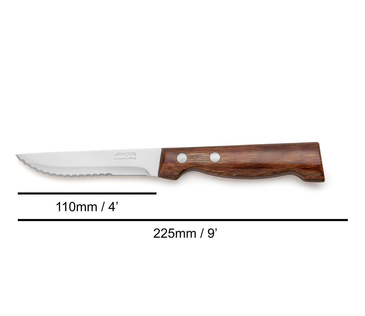 Cuchillos chuleteros de madera de haya comprimida set 12 unidades Arcos