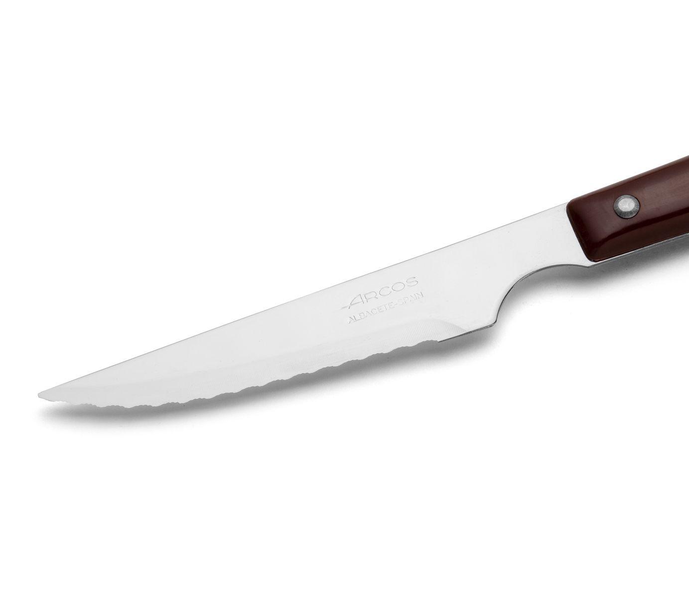Cuchillos chuleteros Arcos Set de 12 unidades mango de poliamida marrón